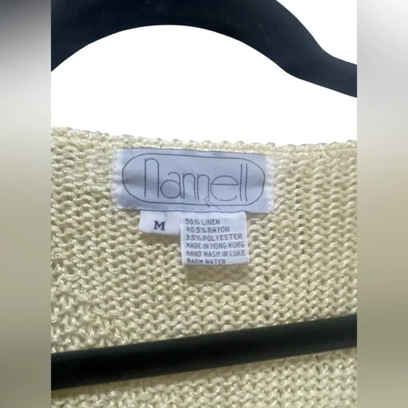 Nannell Vintage 80s Yellow Knit Pearl Sequin Embellished Sweater Size Medium - Picture 5 of 5